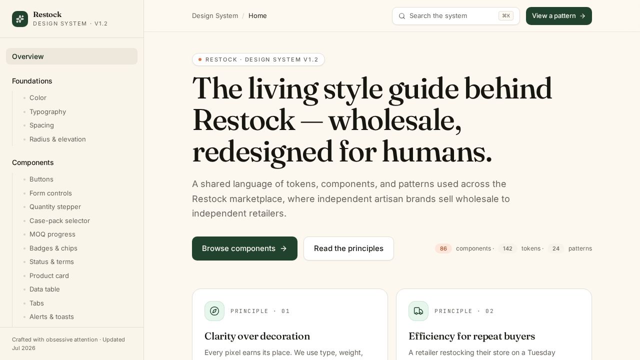 Restock Design System preview